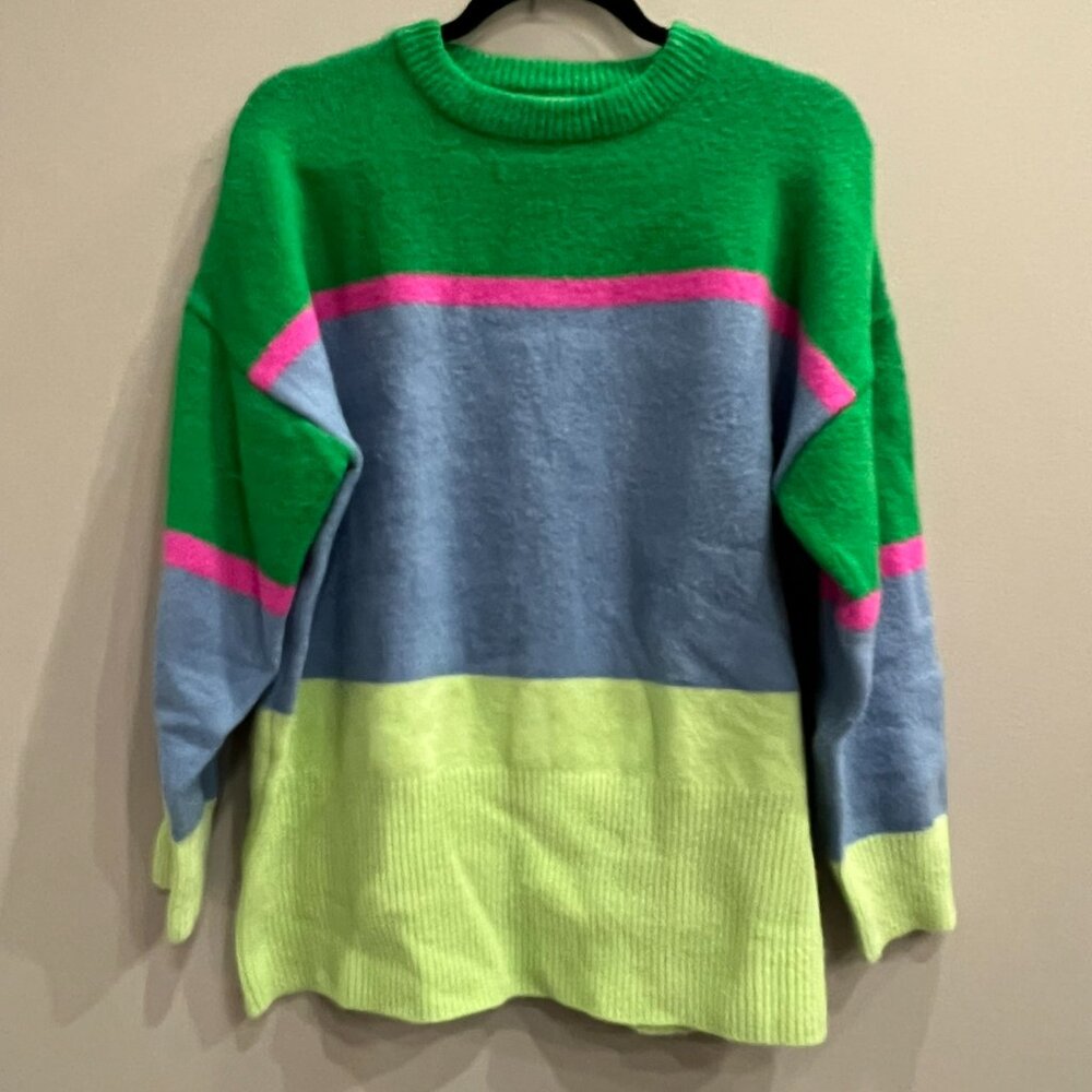 Bold Stripes FIRST LOVE Oversized Sweater - SMALL